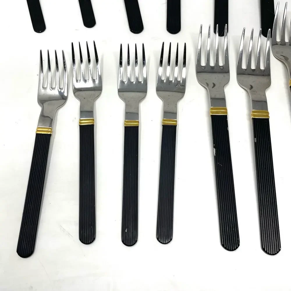 Vintage Sasaki Vignelli Japan Rigadin Matte Black Flatware Mixed Lot of 24